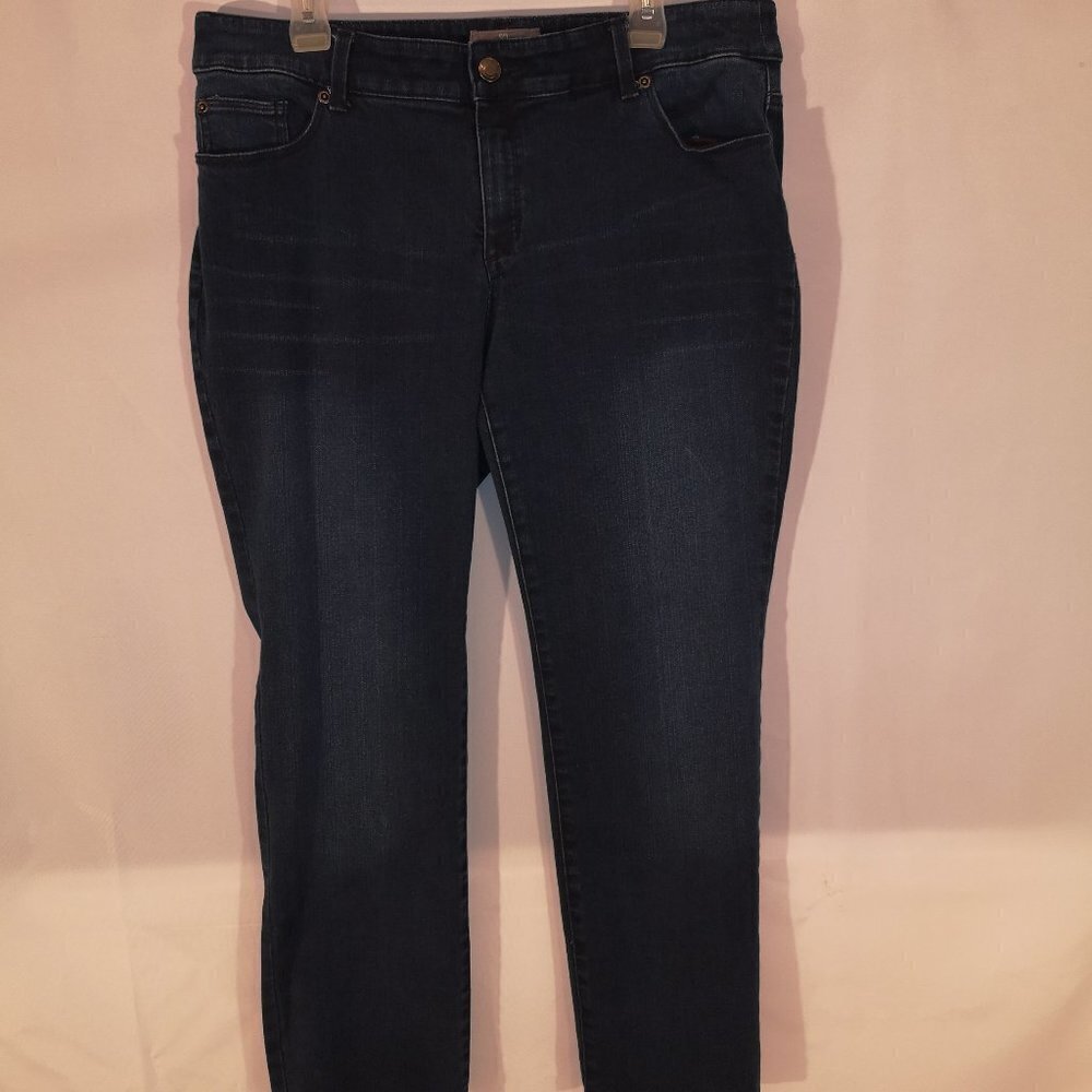So Slimming by Chico's Ladies Size 2 (approximately 12) Dark Wash Straight Leg